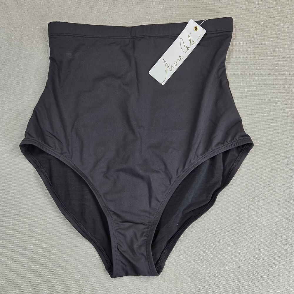 Anne Cole Womens M High Waist Tummy Control Swim Bottom Black MYMB36401 NWT